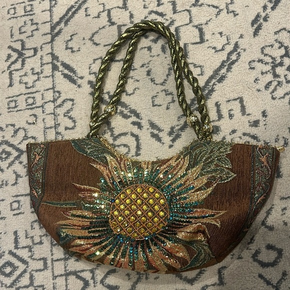 Vintage Bling Sequin Pineapple Sunflower Purse - Picture 1 of 6
